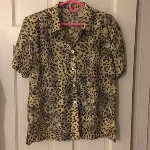 Natalie & Me Silk Animal Print Blouse